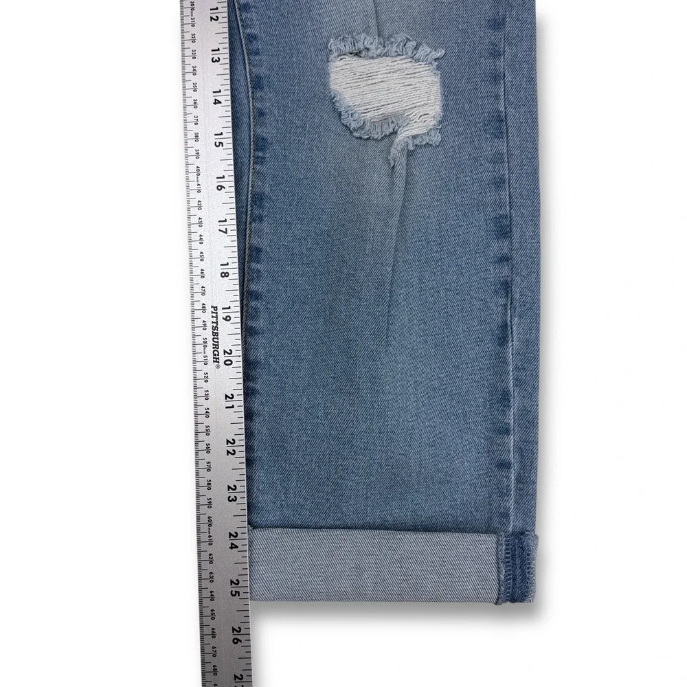 Rachel Roy Jeans Sz 12 /31 Denim Straight Leg Distressed Mid Rise Girlfriend NWT